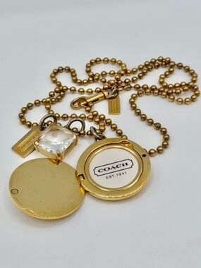 ❌SOLD❌Coach Y2K Signature Locket Gem & Tag Necklace